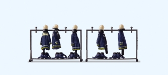 Preiser 17719 - H0 - Feuerwehruniformen auf Ständer, blau